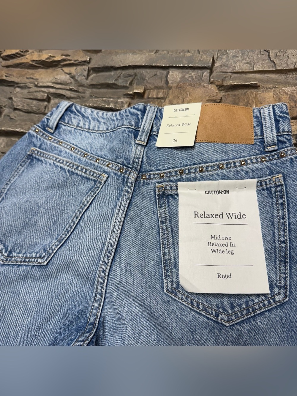 NEW Cotton: On Relaxed Wide Leg Jeans Womens 26 Blue Mid Rise Medium wash NWT - Picture 2 of 12